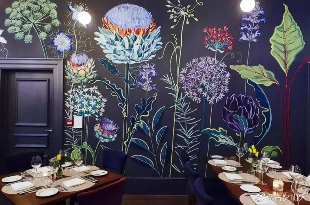 restaurant art mural